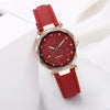 2 PCS Glitter Starry Silver Fashion Women Frosted Pu Band Belt Quartz Watch