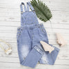 Women Fashion Overalls Ripped Hole Washed Loose Denim Jumpsuits