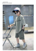 Kids Big Boys Summer Fashion Casual Solid Color Letter Round Neck Two-Piece Set