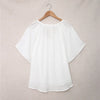 Women Casual Loose Solid Color V-Neck Pullover Ruffled Short Sleeve Blouses