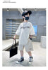 Kids Big Boys Summer Fashion Casual Solid Color Letter Round Neck Two-Piece Set