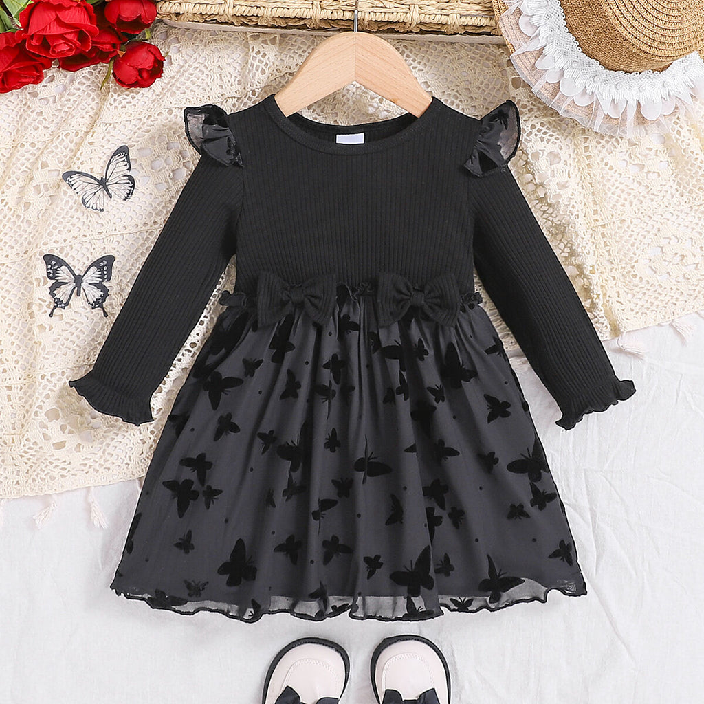 Baby Girls Long Sleeve Pit Stripe Dresses