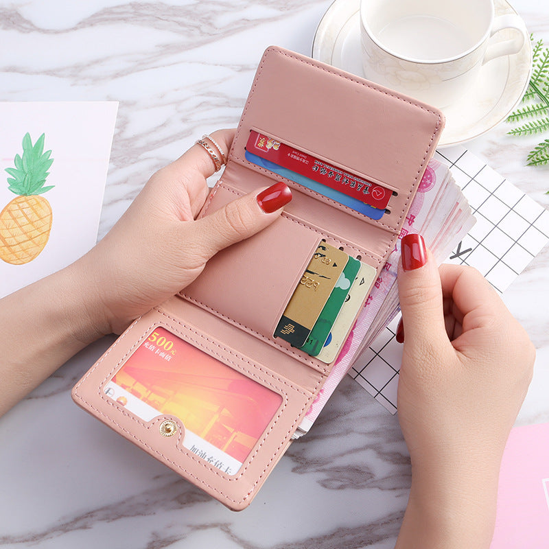 Three Fold Short Lady's Small Tassel Wallet Bag