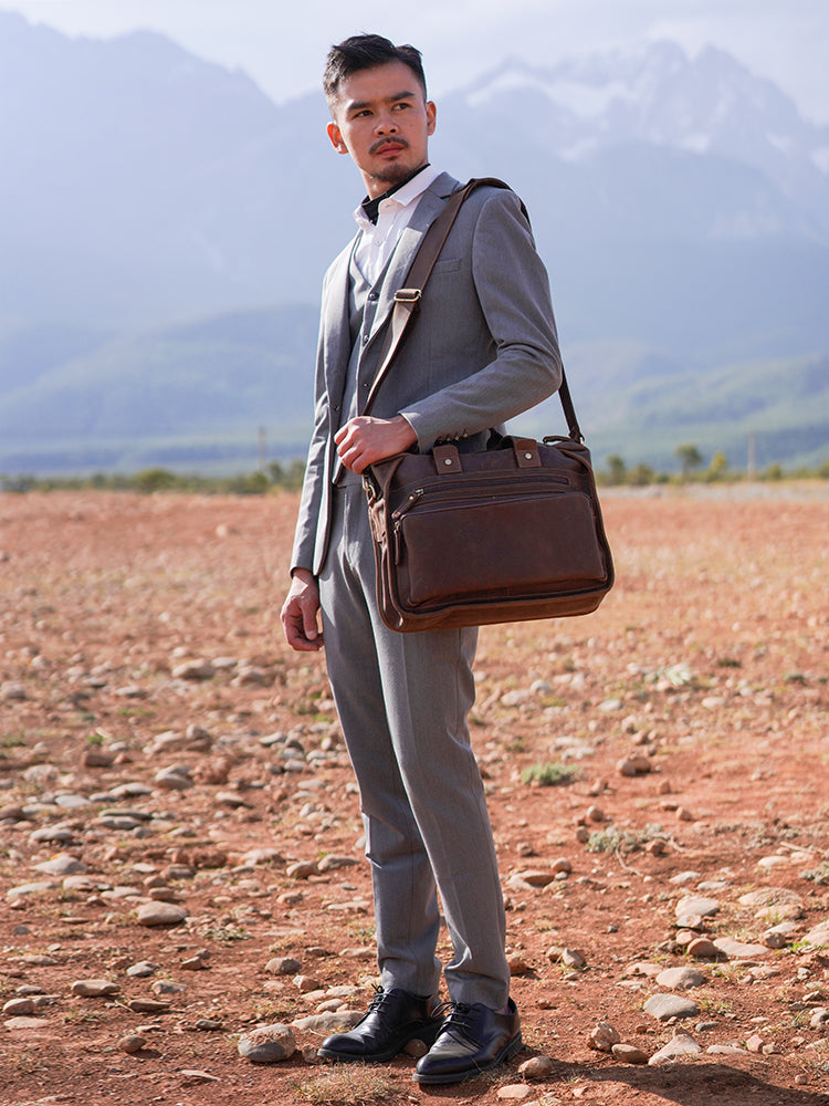 Men's Fashion Vintage Crossbody Computer Briefcase