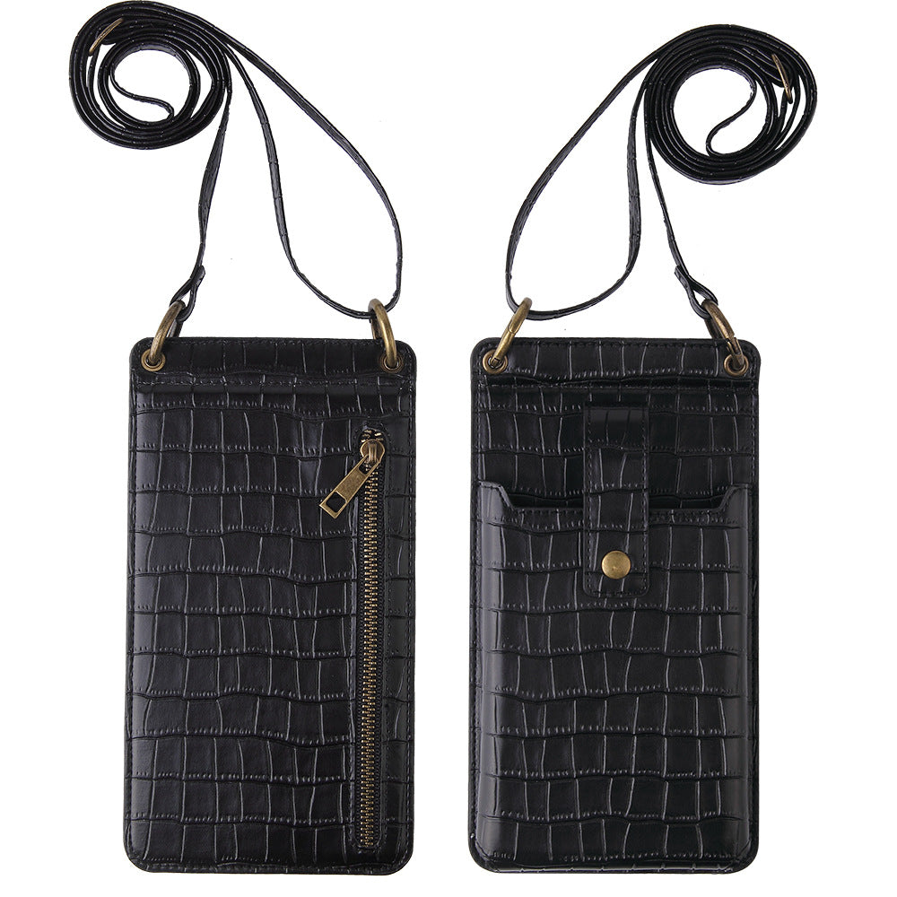 Multi-function Crossbody Bag For Mobile Phone Crocodile Pattern Wallet Card Holder