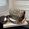 Letter Wide Shoulder Strap Leopard Print Fashion Small Square Bag