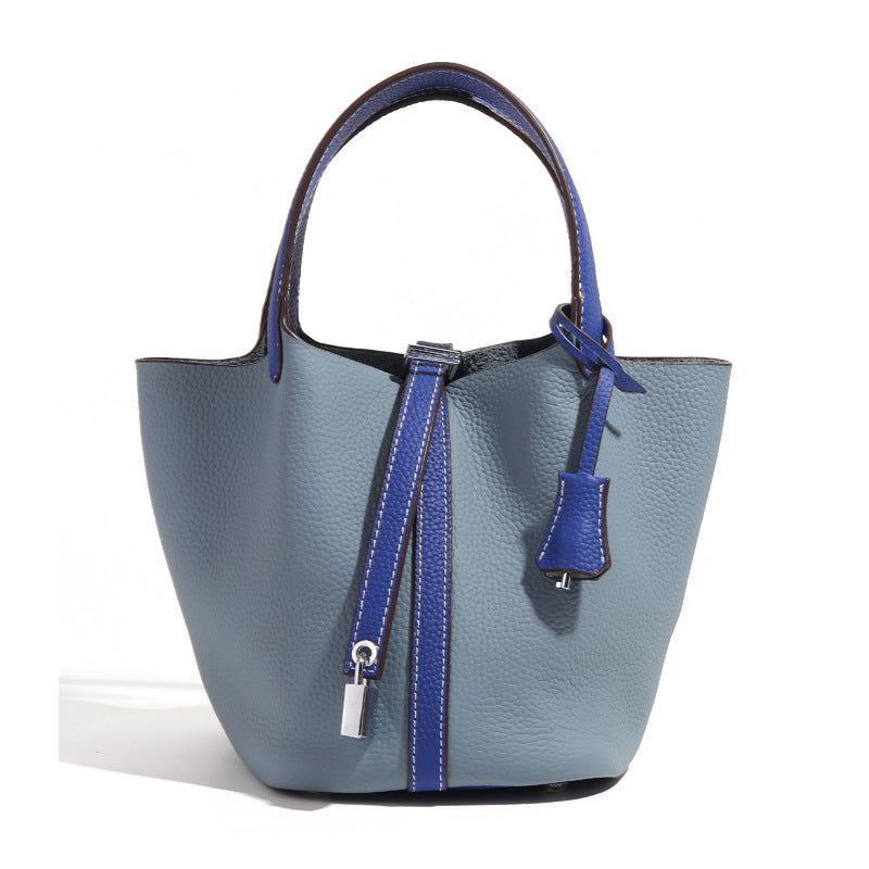 Women's Large Capacity Vegetable Basket Leather Bag