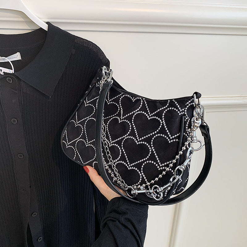 Women's Small Square Bag With Love Embroidery