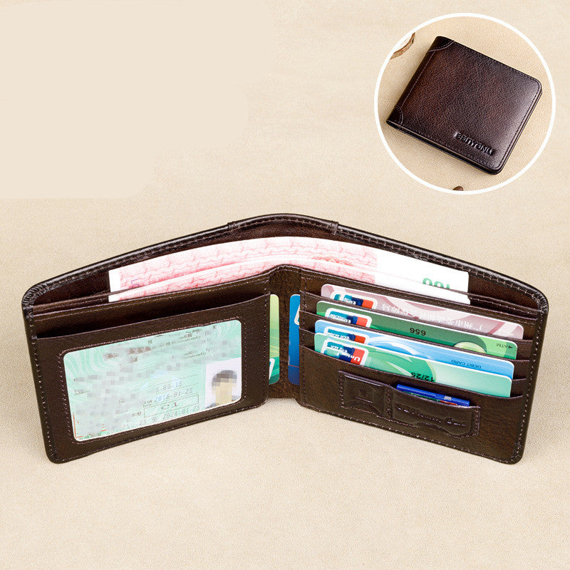 Men's Short Leather Large-capacity Horizontal Wallet