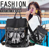 Multifunctional Ethnic Style Elephant Print Student One-shoulder Backpack