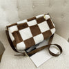 Ladies Winter New Plush Flower Check Bucket Bag