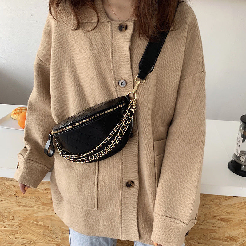 Small Texture Wide Band Chest Bag Women Diagonal Bag