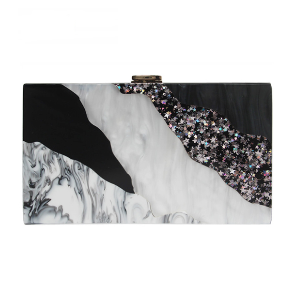 Acrylic hand dinner dress bag Luxury Marble Phone Clutch