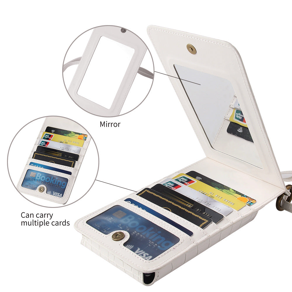 Multi-function Crossbody Bag For Mobile Phone Crocodile Pattern Wallet Card Holder
