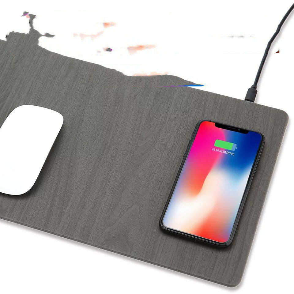 Mobile Phone Qi Wireless Charger Charging Mouse Pad Mat PU Leather Mousepad