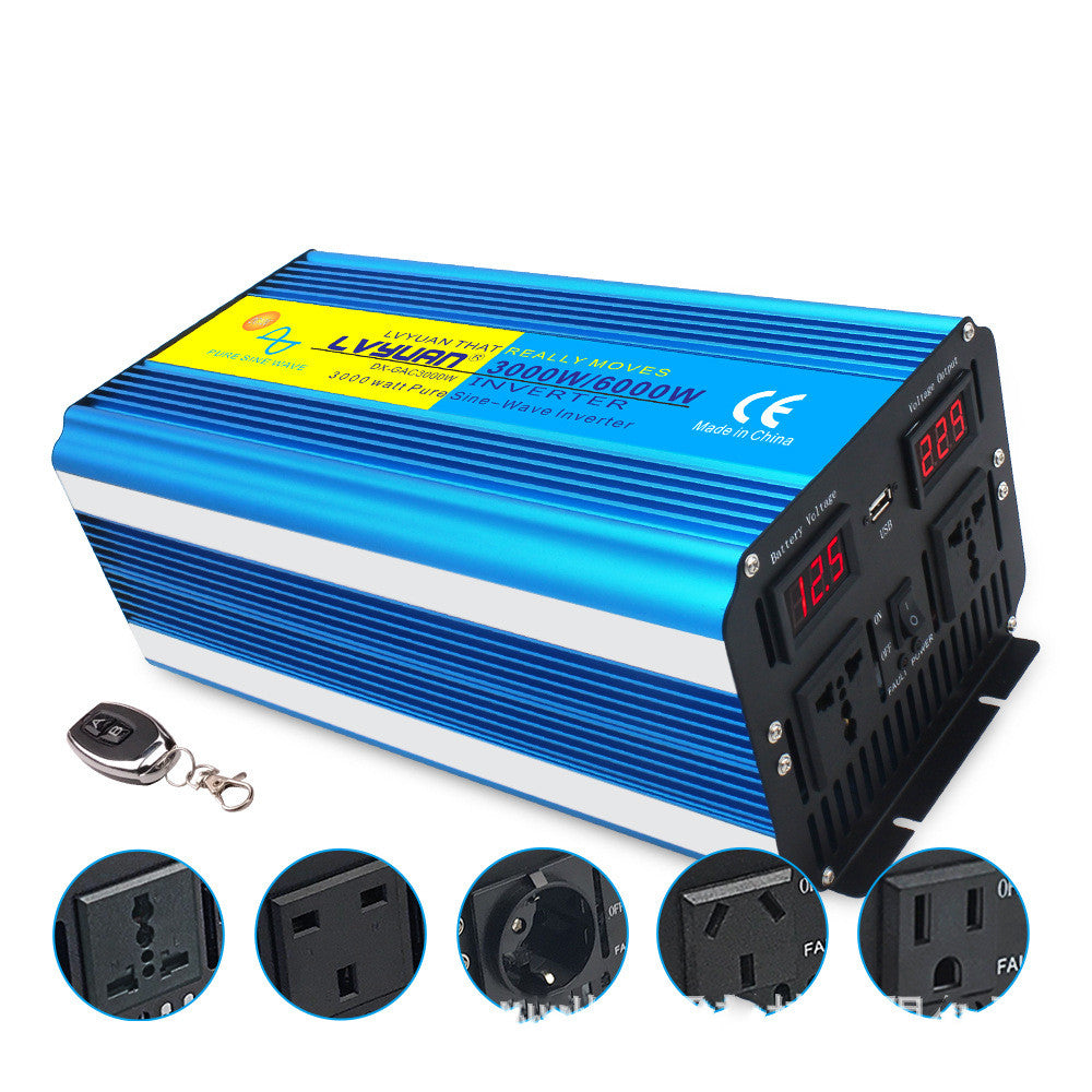 3000W6000W Dual Digital Display Car 12V24V To 220V With Remote Control High Power Pure Sine Wave Inverter