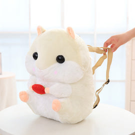 Lolita Round&Fat Hamster Plush Doll Backpack Cosplay Bag Cute White&Brown