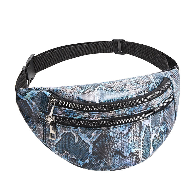 Men and women new snake print zipper belt bag