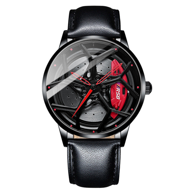 Men's Stereo Brake Skeleton Dial Sports Car Modified Watch