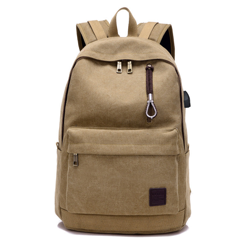 Canvas backpack usb rechargeable backpack