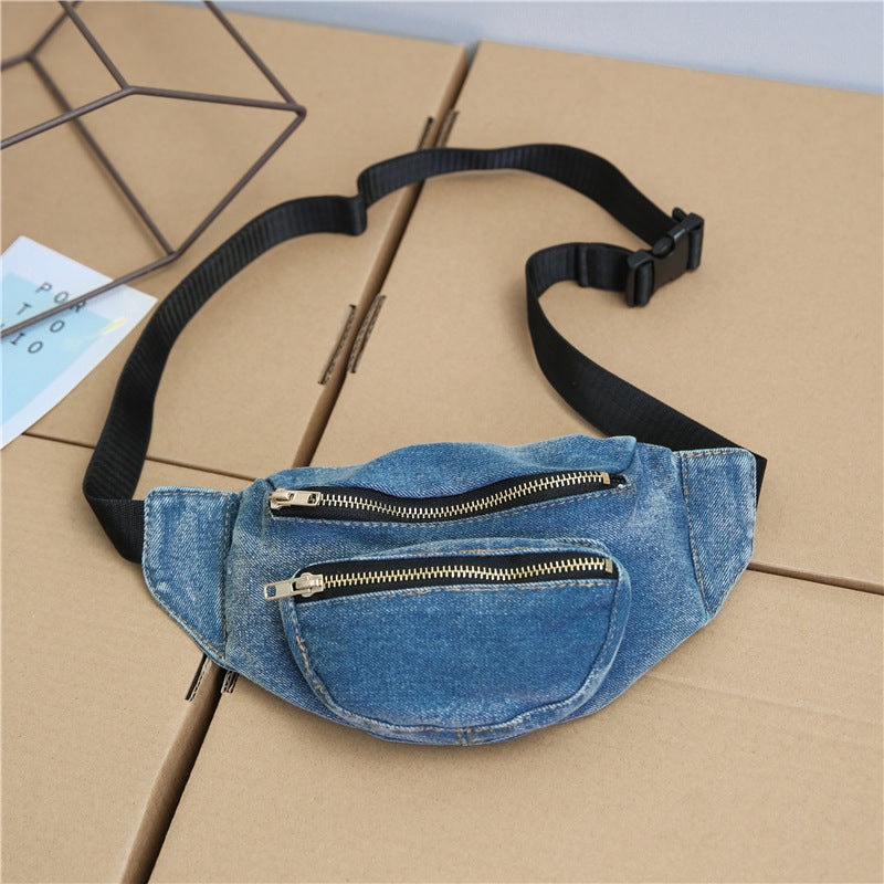 Fashion washed denim belt bag