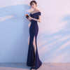 Banquet evening dress word-shoulder fishtail dress