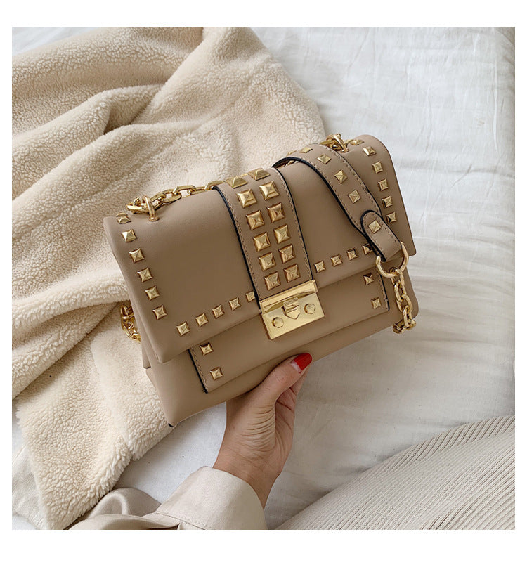 Chain stud shoulder bag