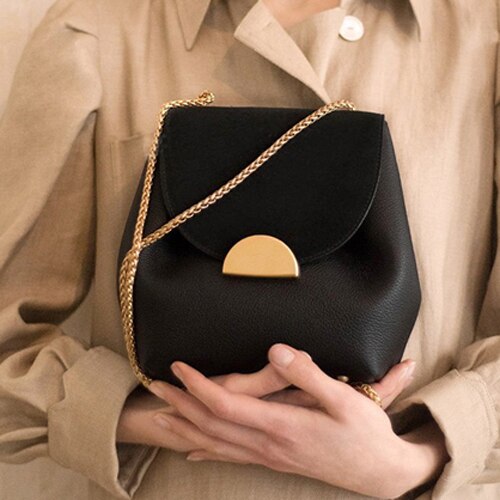 French Niche Design Chain Shoulder Messenger Bucket Bag