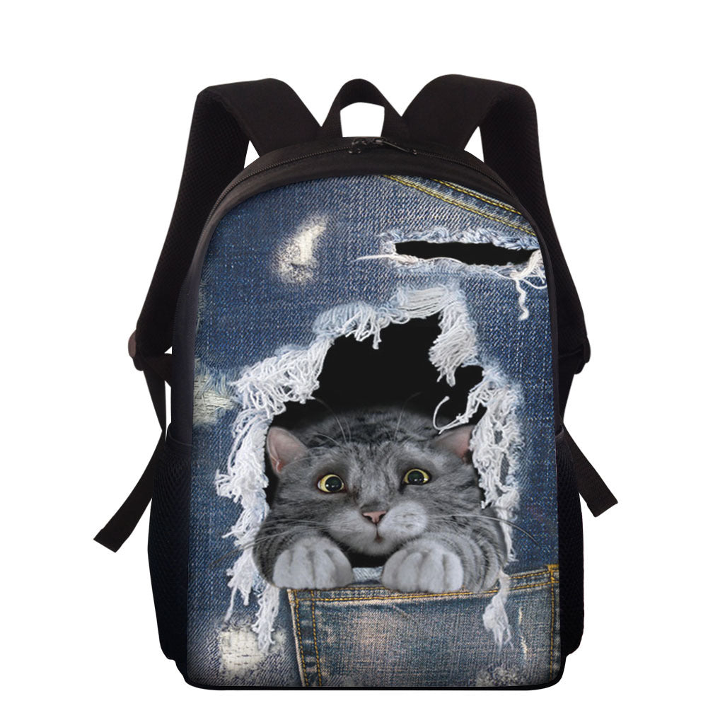 Cowboy hollowed-out pet cat children's schoolbags