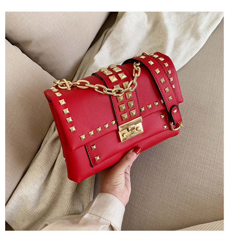 Chain stud shoulder bag