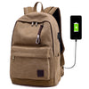 Canvas backpack usb rechargeable backpack