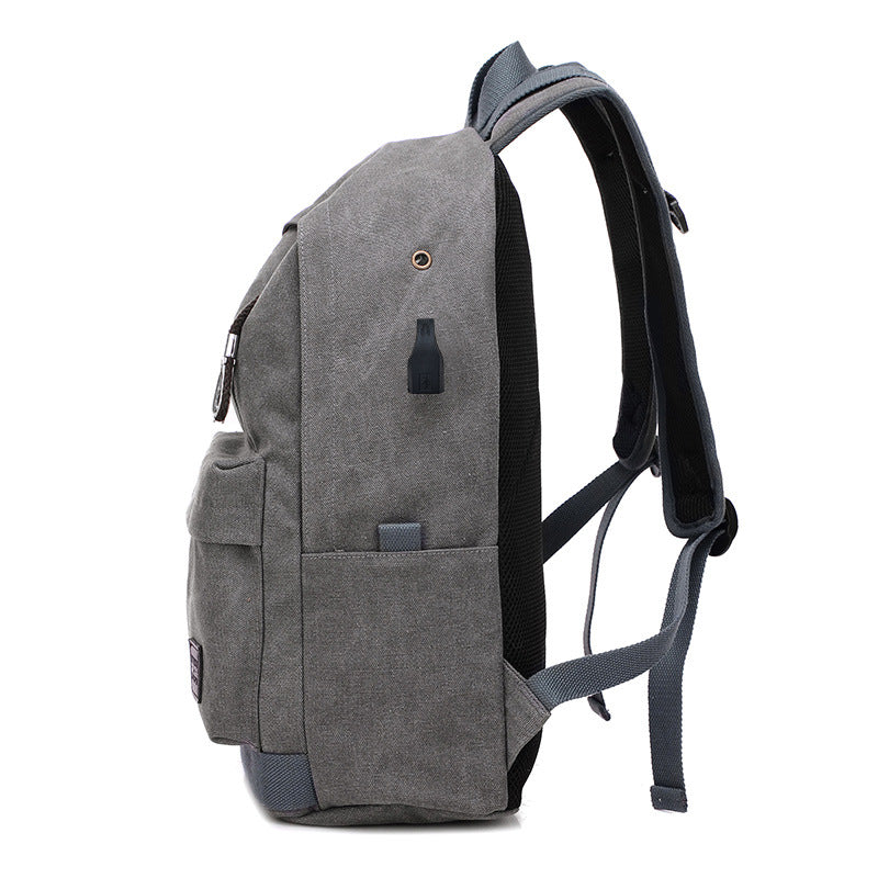 Canvas backpack usb rechargeable backpack