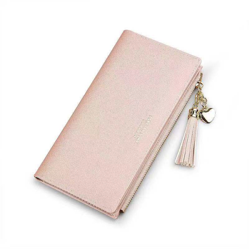 Fashion Simple Cross Pattern Tassel Zipper Wallet