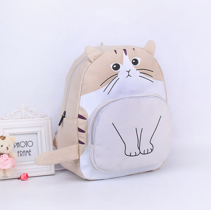 New funny cat canvas backpack casual female backpack