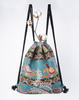 New color jacquard national wind drawstring bag shoulder bag flower cloth bundle pocket backpack