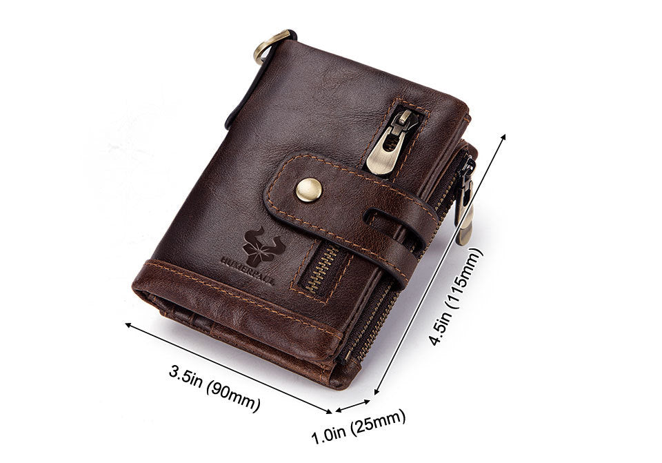 Multi-card leather men's retro RFID wallet