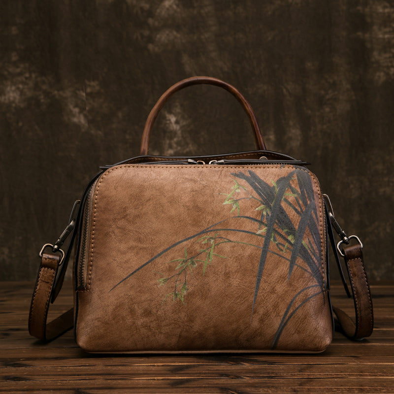 Retro female bag female first layer cowhide