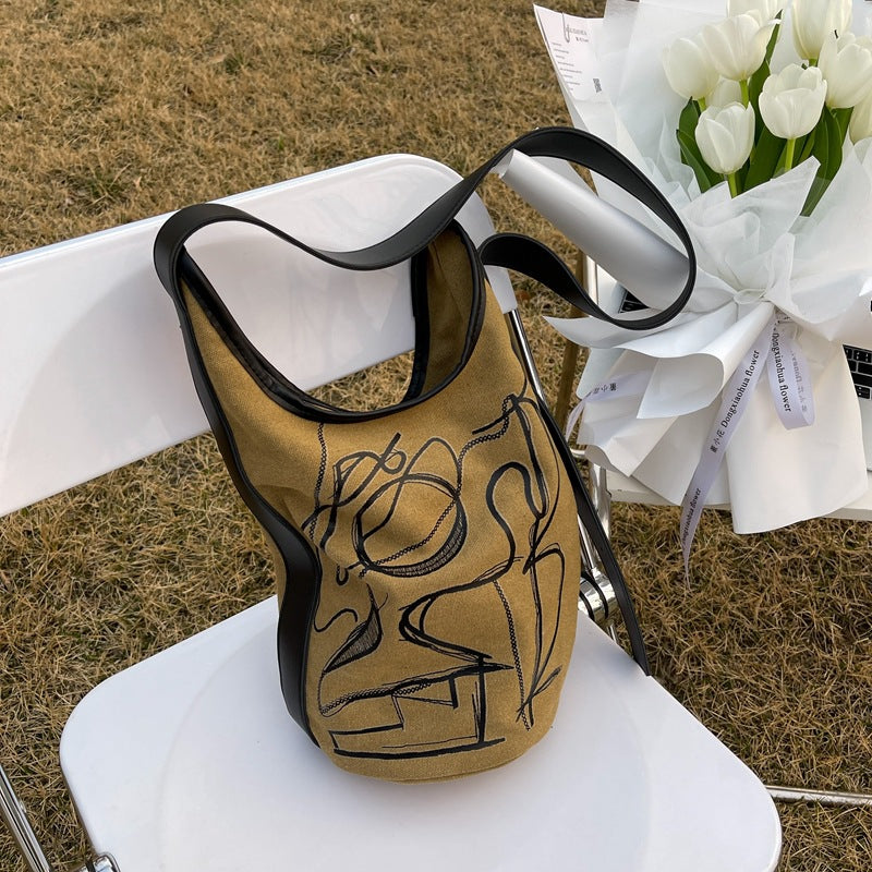 Casual Canvas Embroidered Shoulder Bag Fashion