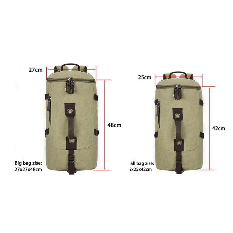 Large Capacity Travel Mountaineering Canvas Bucket Shoulder Backpack Bags