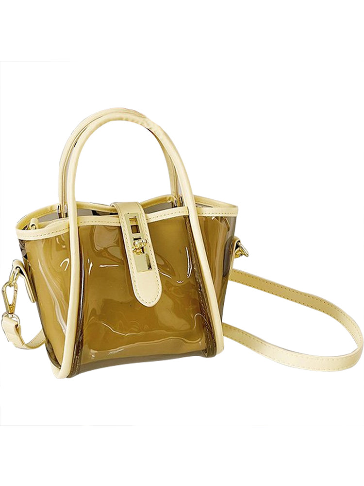 Transparent Jelly Tote Bucket Crossbody Bag