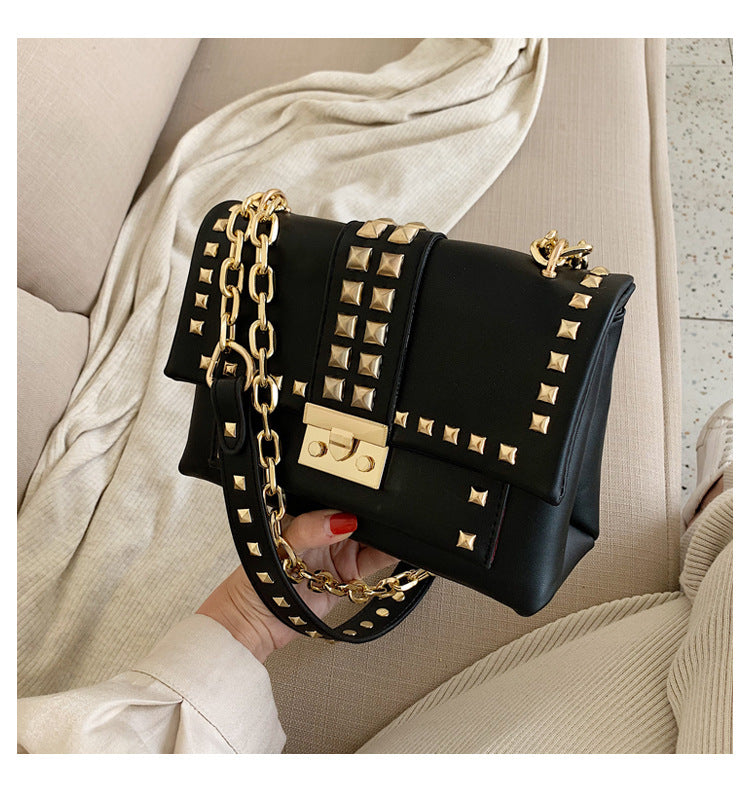 Chain stud shoulder bag