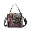 Fashionable Leather Vintage hand embossed handbag with shoulder inclined water bucket