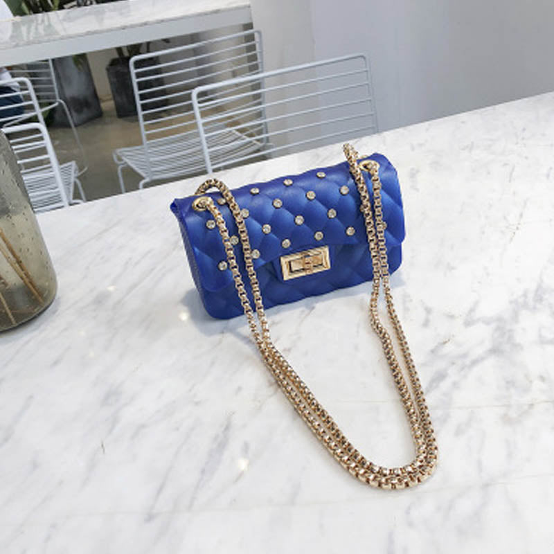 Diamond Chain One-Shoulder Diagonal Small Square Bag