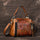 Fashionable Leather Vintage hand embossed handbag with shoulder inclined water bucket