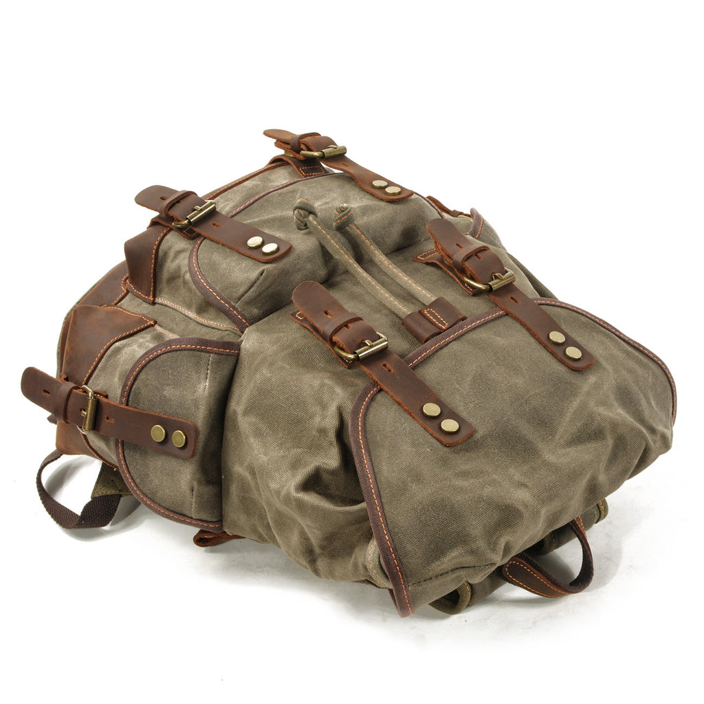 Canvas stitching leather mountaineering bag