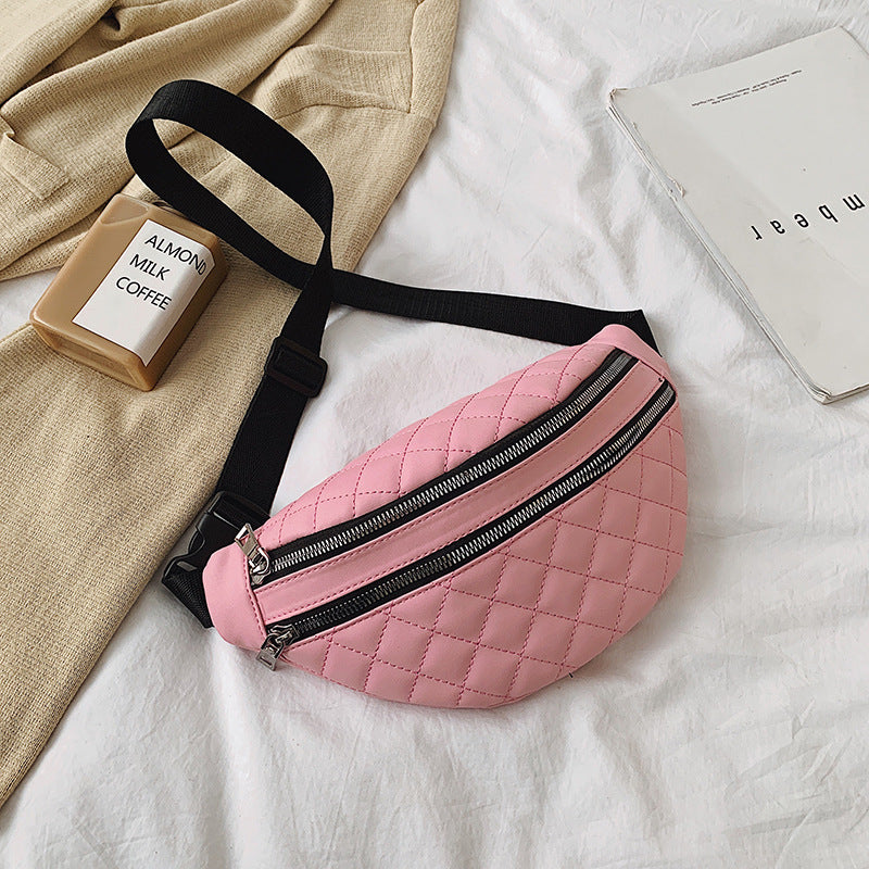 PU Leather Two Tier Waist Bag Shoulder