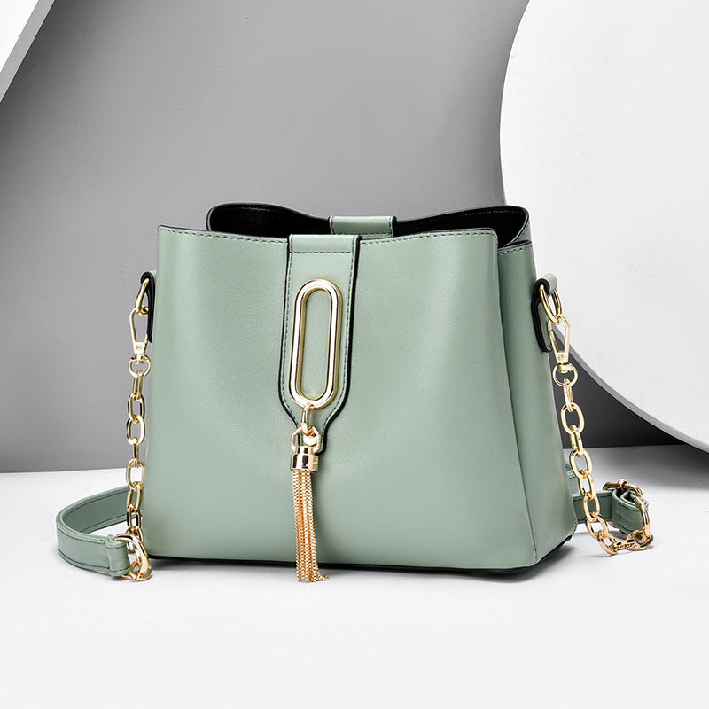 Solid Color Chain Bag Tassel Single Shoulder Crossbody Bag