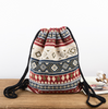 New color jacquard national wind drawstring bag shoulder bag flower cloth bundle pocket backpack