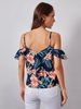 Cold Shoulder Tropical Print Top