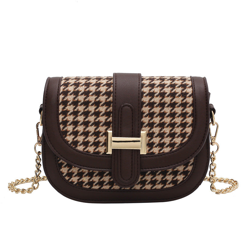 Fashion Chain Crossbody Bag All-Match Ins Woolen Saddle Bag